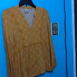 yellow floral blouse